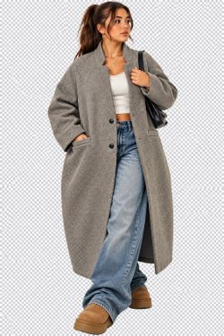 Old Navy XXL Gray Longline Cocoon Coat Oversized Wool Blend Minimalist