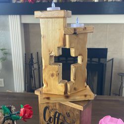 woden cross candle stand 