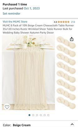 8 Pack of 10ft Beige Cream Cheesecloth Table Runner 35x120 Inches