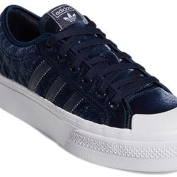 Adidas Nizza Navy Blue Quilted Velvet Low Top Size 10 W