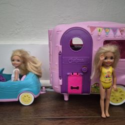 Barbie Club Barbie Sister Chelsea Camper, Car, 2 Dolls