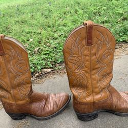 Vintage Western Leather Cowboy Boots For Men 