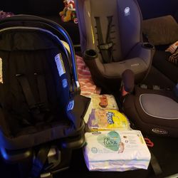 Car Seat, Booster Seat, Infant Seat 3 Packages Of Size 0 Diapers
