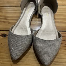 Gold Sparkly Pointed Flats 7.5