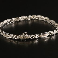 Beautiful 1.00ctw Natural SI1-I2 Diamonds White Gold Bracelet 7.25” 