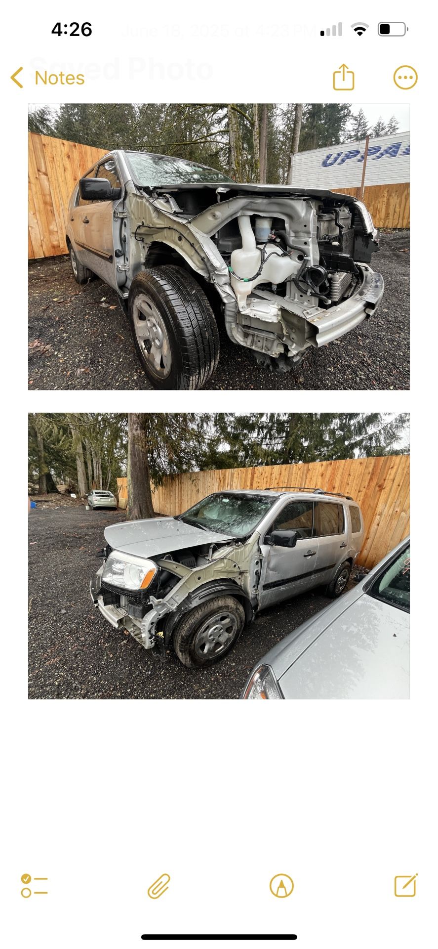 2010 Honda Pilot Ex for Parts