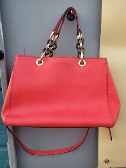 Used Michael Kors Cynthia red Leather bag h22b 150s 14x9x4 2lb &KAp