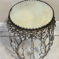 Antique Glass Top End Table 19”H