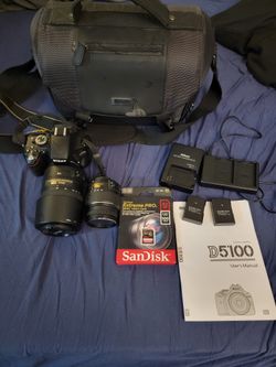 Nikon D5100 16.2MP Digital SLR Camera w/ AF-S Nikkor18-55, 55-300mm VR Lens