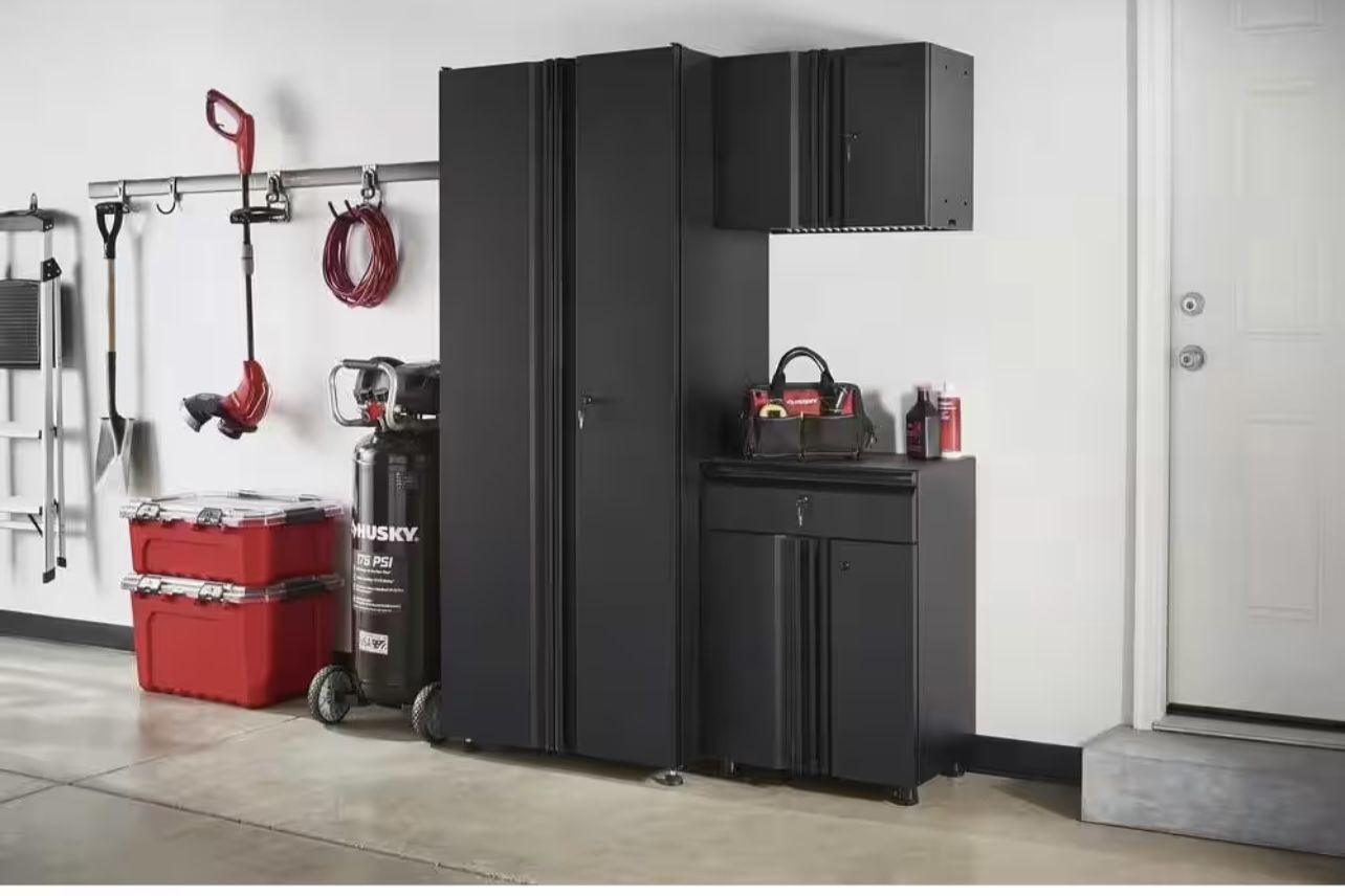 3-Piece Regular Duty Welded Steel Garage Storage System in Black (54 in. W x 75 in. H x 19 in. D