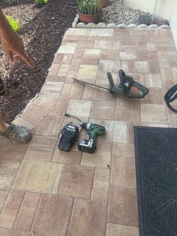 Cordless Drill and Hedge Trimmer Tool Set