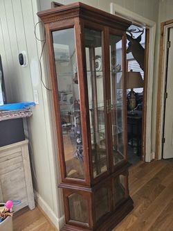 Glass & Wood Cabinet 5 Shelves,36" Wide, 72" tall, 14" Deep