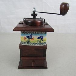 Wood & Ceramic Coffee Hand Grinder Mill Retro Country Kitchen

