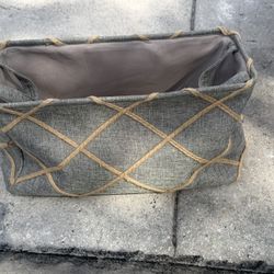 Gray Fabric Criss Cross Handle Basket