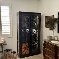 Curio Cabinet - Wood With Glass and Lighting - 2 Door