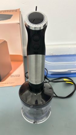 5-in-1 Hand Immersion Blender, 1000W Handheld, Copper Motor Stainless Steel Blade Stick, Mixing Beaker, Food Processor, Whisk, Milk Frother for Smooth