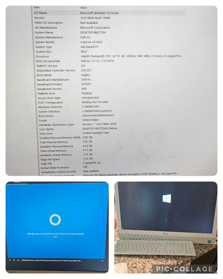 **PRICE REDUCED** All In One Dell Desktop (Inspiron 24-3452) 2018
