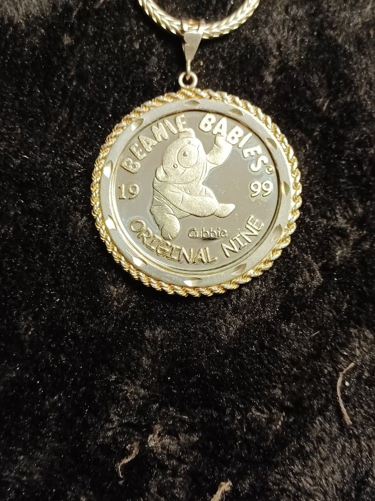 Beanie Baby Club Silver Coin Medallion  Pendant 