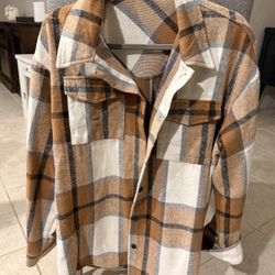 Women’s brown flannel button up - size L