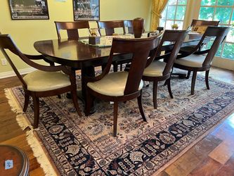 8-Seat Mahogany Wood Dining Table and Chair Set