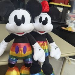 Mickey & Minnie Mouse Rainbow Collection Pride Plush Set Disney Parks