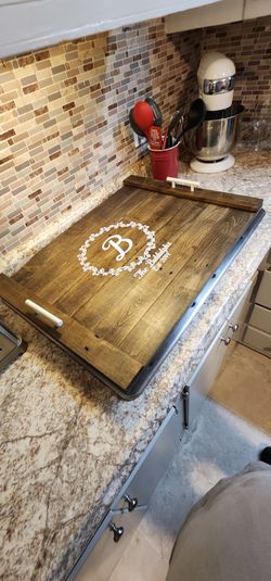 Kitchen Stove Top Cover; Noodle Board; Wooden Cover for Stove; Rustic  Farmhouse Finish