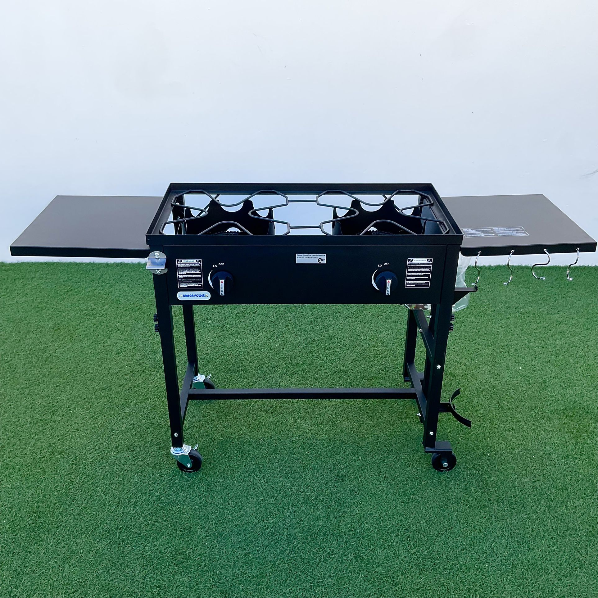 Camping Stoves 2 Burner Stoves W/ Side Tables Black Stove Estufa De Dos Quemadores Con Mesas Al Lado