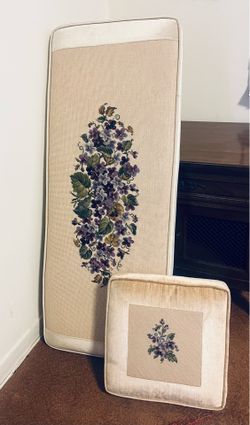 Vintage Needlepoint Cushion & Matching Pillow