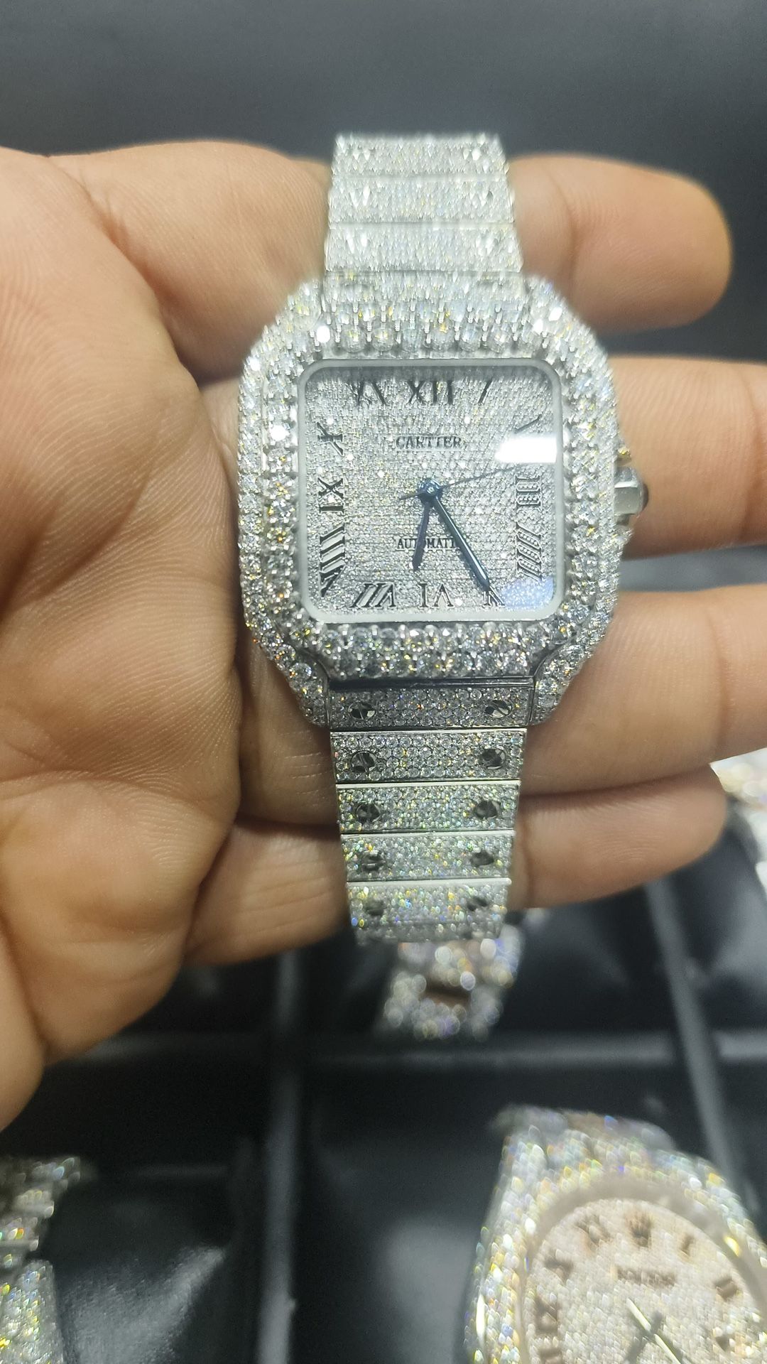 Iced out Moissanite Cartier Watch