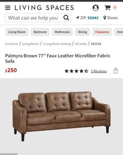  Brown Faux Leather Couch