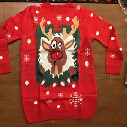 Rudolf The Reindeer  Christmas Ugly Funny Christmas Sweater For Men And Woman Naughty Sweatshirt Size Large