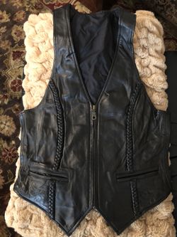 Black Leather Ladies Vest