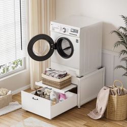 Washer and dryer pedestals, 29-inch heavy-duty metal pedestal with laundry basket (700Lbs) $120 