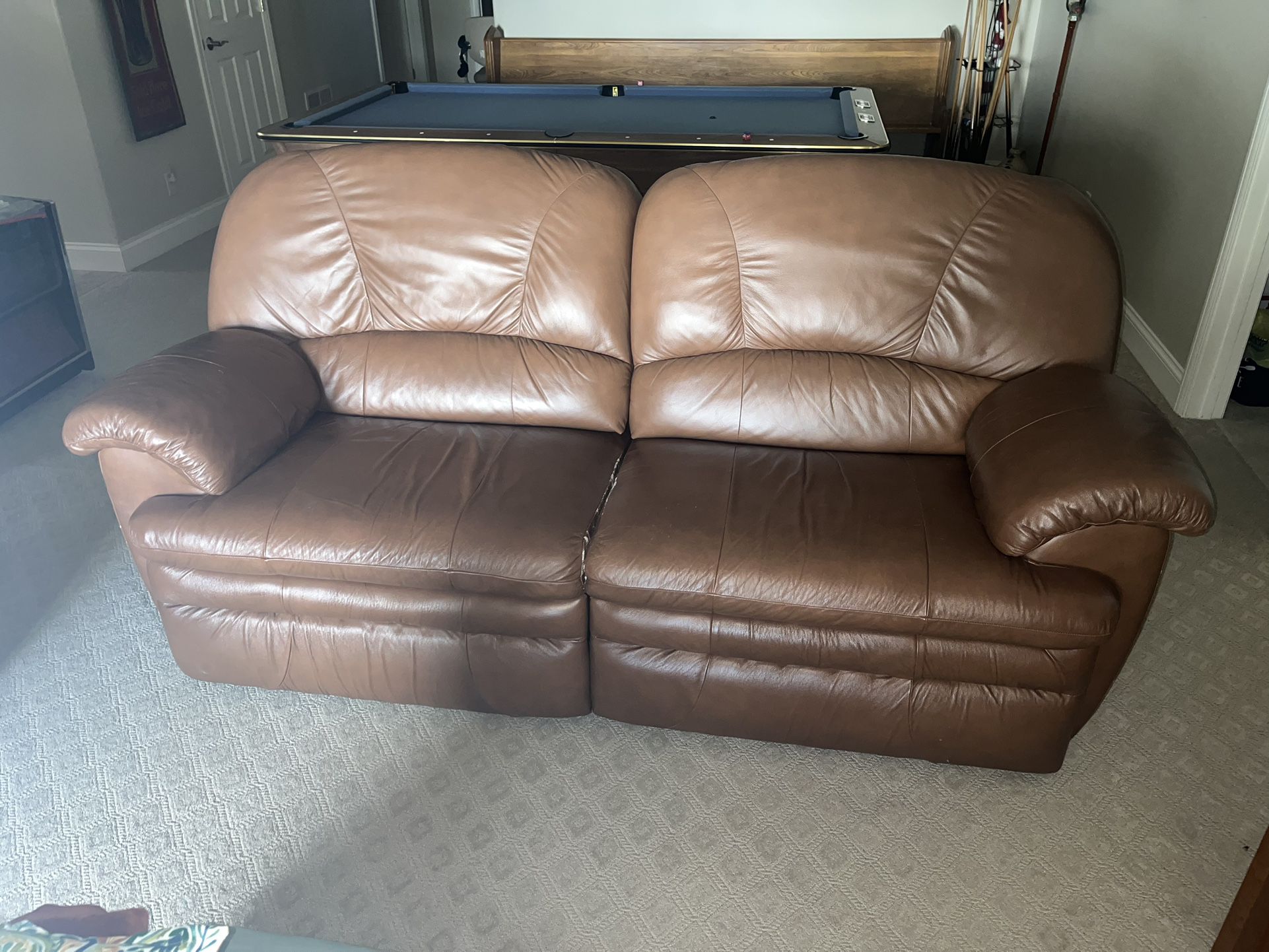 Pair Of Leather Reclining Sofas