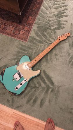 Telecaster Project – Birdseye Maple Neck – Fender Tuners – Relic Teal/Black Body