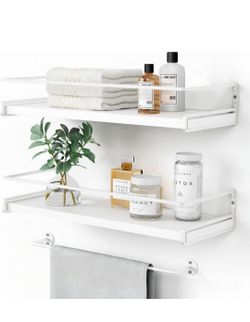 Floating Shelves with Towel Bar