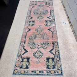 Antique Indian Carpeting 27 In By 92 In