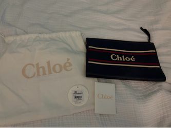 Chloe navy leather clutch