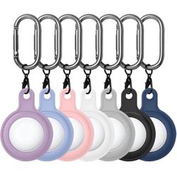 7-Pack Cases, Silicone AirTag Tracker Holder with Keychain