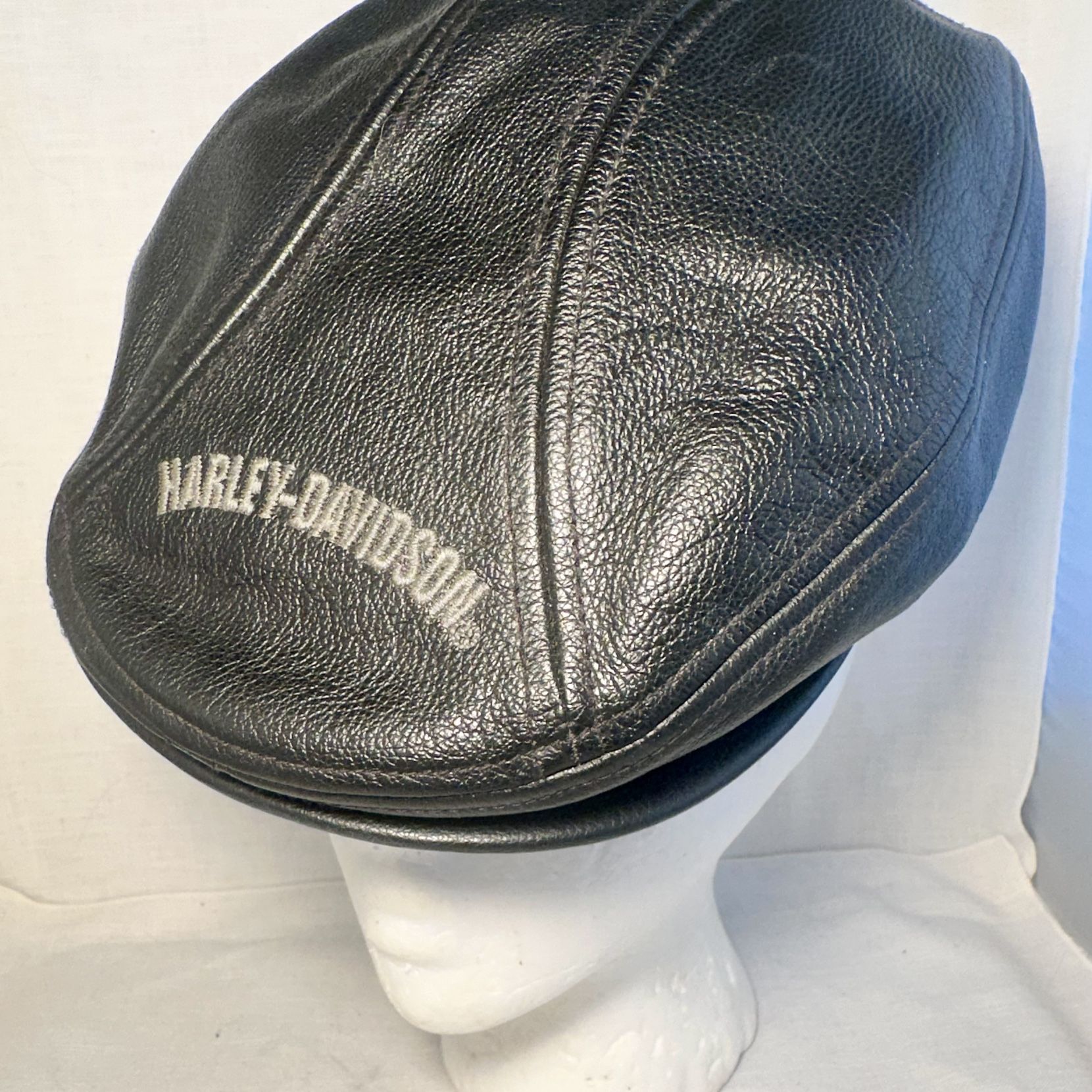 Harley-Davidson Black Quilted newsboy Cap with Silver Emblem Harley Davidson Ascot Newsboy Cabbie Cap Hat | Mercari main image 4