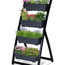 4Ft Vertical Raised Garden Bed 4 Tier Vertical Garden Planter Boxes with Container Boxes Freestanding Food Safe Elevated Planter Boxes for Flowers Pat