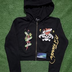 Ed Hardy Cropped Hoodie Women Medium