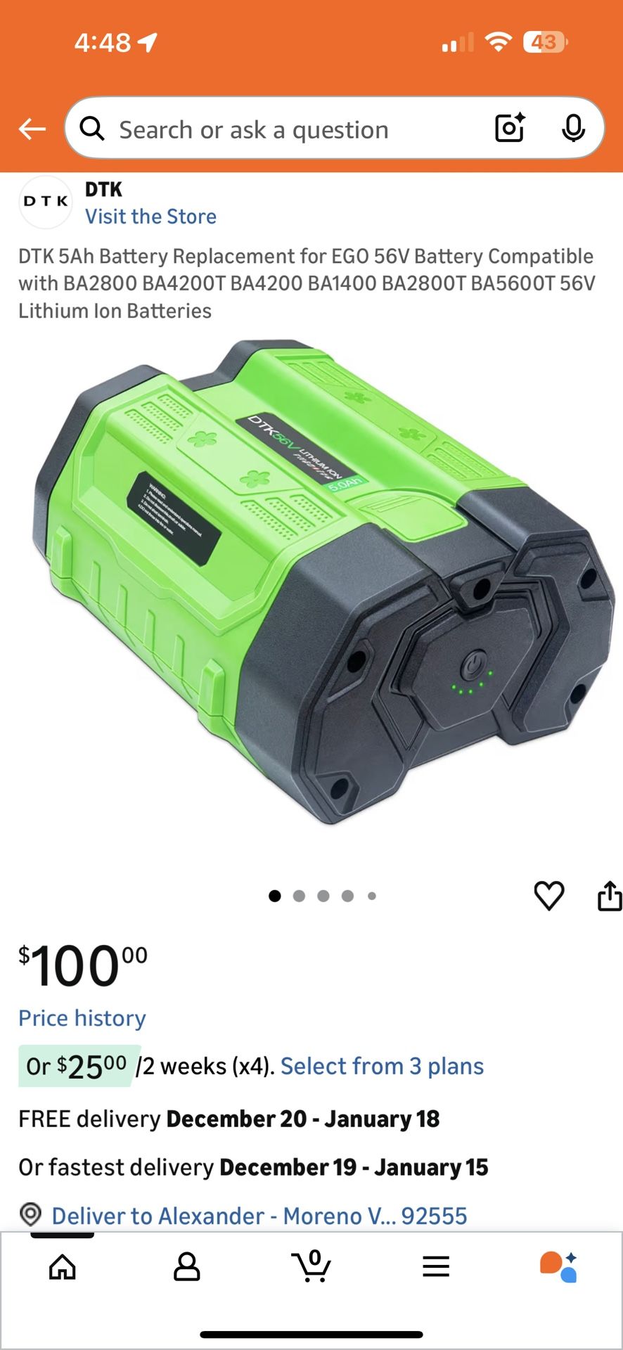 Replacement Battery Lithium Ion