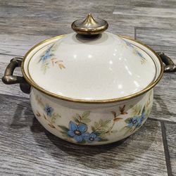 Mikasa enamel and brass pot with lid