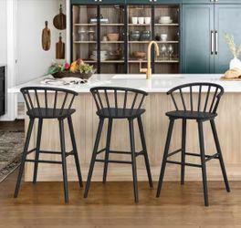 4X Black 24” Or 30” Solid Wood Barstool 