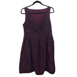 Lands End Womens A Line Dress Size 10 Cotton Blend Purple Sleeveless Knee Length