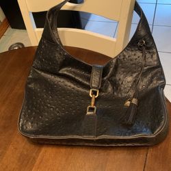 Black Leather Ostrich Purse