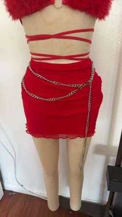 Red Mini Skirt Mesh
