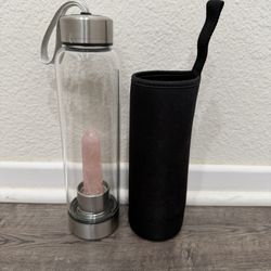 NEW Crystal Glass Water Bottle with carrying case