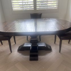 Solid Wood Pottery Barn Dining Table With Removable Leaf